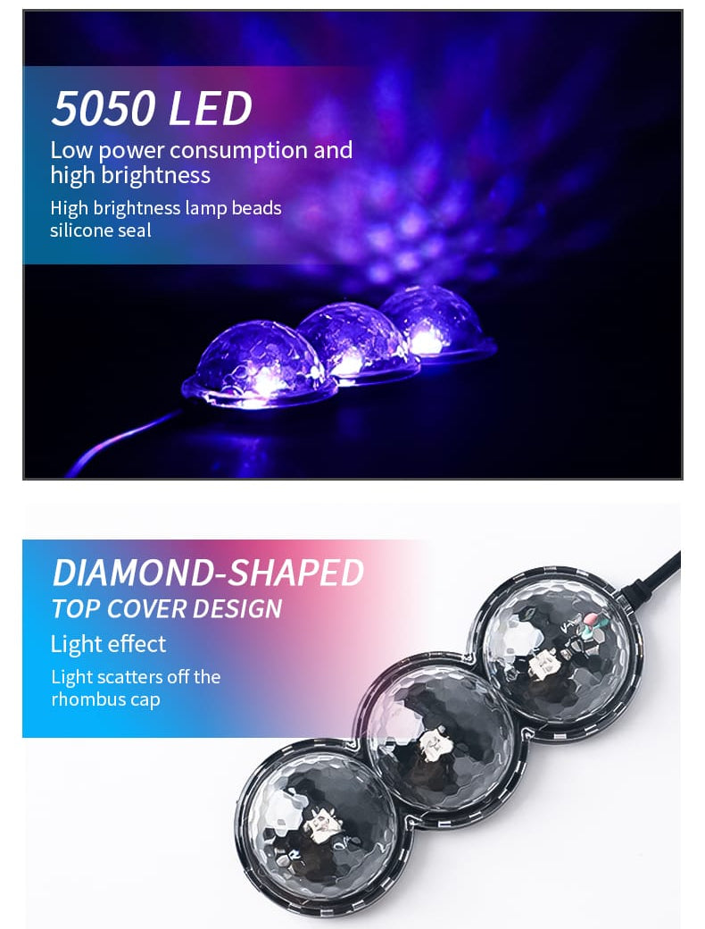 Multi Color Car Led Foot Space Light 4 pcs